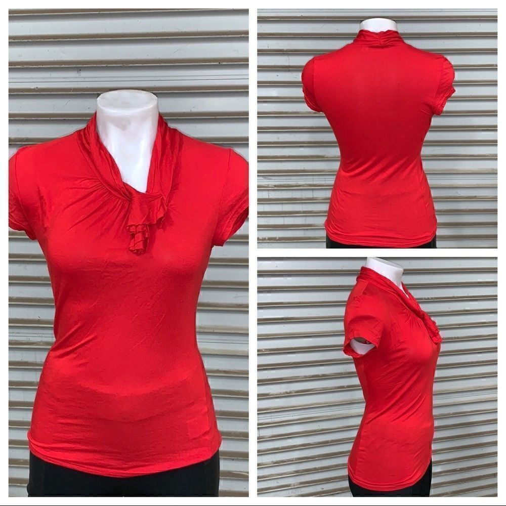 Anthropologie postage stamp red top
